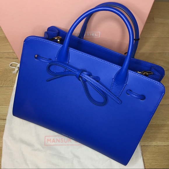 Mansur Gavriel Royal Blue Leather Mini Sun Bag - Picture 4 of 8